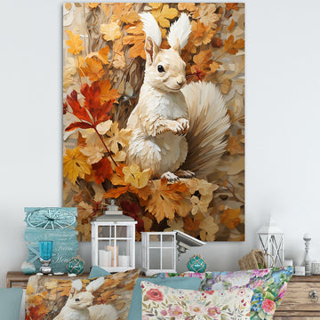 Minimalism Squirrel Beige Painting - Squirrel Framed Canvas Art